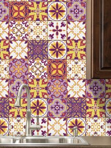 10入組圖案印花防水廚房貼紙 - 彩色 - 查看 4