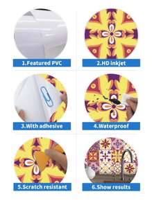 10入組圖案印花防水廚房貼紙 - 彩色 - 查看 7