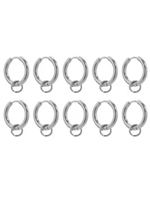 10pcs Stainless Steel Round Earrings Hoop with Loop DIY Earrings Jewelry Accessories Making