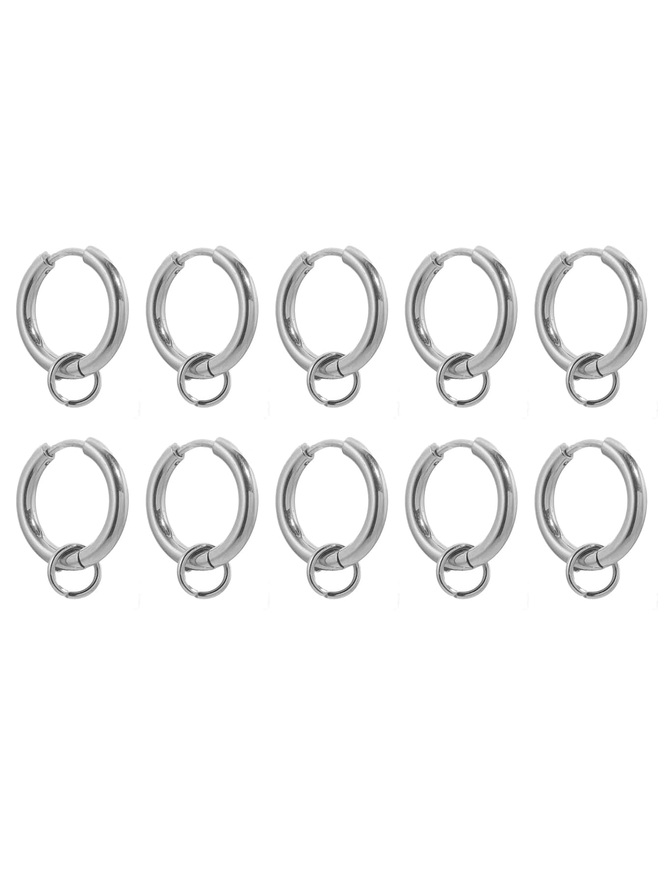 10pcs Stainless Steel Round Earrings Hoop with Loop DIY Earrings Jewelry Accessories Making