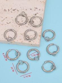 10pcs Stainless Steel Round Earrings Hoop with Loop DIY Earrings Jewelry Accessories Making