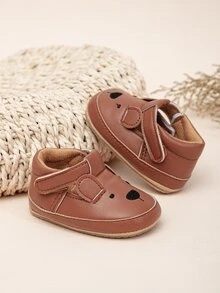 Bebé Zapatillas planas con estampado de dibujos animados cierre de gancho y bucle con tira - Marrón - Ver 2