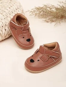 Bebé Zapatillas planas con estampado de dibujos animados cierre de gancho y bucle con tira - Marrón - Ver 3