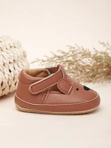 Bebé Zapatillas planas con estampado de dibujos animados cierre de gancho y bucle con tira - Marrón - Ver 4