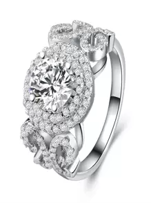 Cubic Zirconia Decor Ring - Silver - View 3