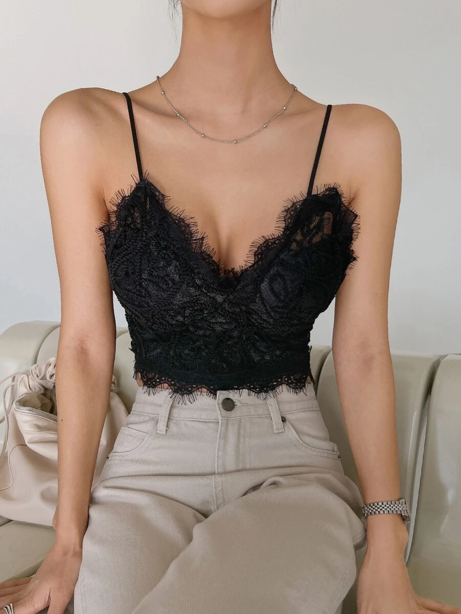 DAZY Cắt ren lông mi Cami ngọn - màu đen - Xem 1