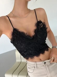 DAZY Cắt ren lông mi Cami ngọn - màu đen - Xem 3