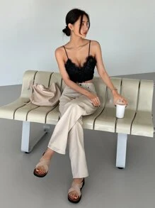 DAZY Cắt ren lông mi Cami ngọn - màu đen - Xem 4