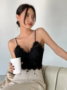 DAZY Cắt ren lông mi Cami ngọn - màu đen - Xem 7