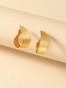 2入組極簡風格耳環 - 金黃色 - 查看 1