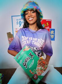 Atosha Skull & Slogan Graphic Tie Dye Drop Shoulder Tee - Multicolor - View 10