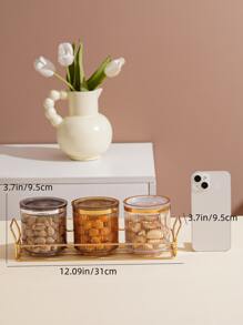 3pcs Clear Snack Jar & 1pc Tray - Multicolor - View 2