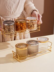 3pcs Clear Snack Jar & 1pc Tray - Multicolor - View 7