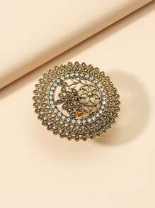 Anillo con diamante de imitación & con diseño de flor