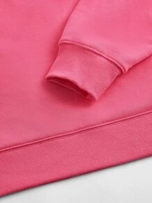 SHEIN BASICS Solid Drop Shoulder Sweatshirt - Hot Pink - View 7