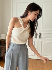 DAZY Twist Front Cami Top - White - View 5