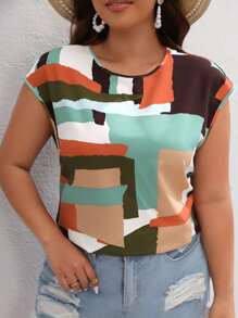 SHEIN LUNE Áo sơ mi Plus Size Bất đối xứng Cắt ra xoắn lại Chắp vá Giải trí - Nhiều màu - Xem 2