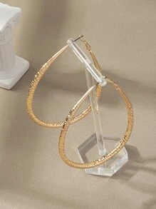 紋理質感圓耳環 - 金黃色 - 查看 1