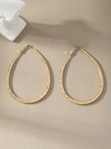 紋理質感圓耳環 - 金黃色 - 查看 4