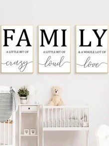 3 Pcs Nordic Style Family Love Queto Black Letters On White Background Wall Art Poster Canvas Print Modern Painting For Living Room Bedroom Office 3 Sizes No Frame Gifts Birthday Graduation - Multicolor - View 3