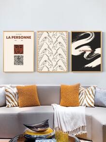 3pcs Abstract Figure Graphic Unframed Painting - Multicolor - View 1