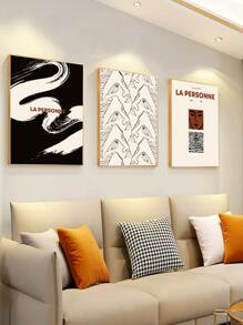 3pcs Abstract Figure Graphic Unframed Painting - Multicolor - View 2