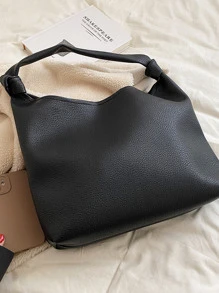 Bolso hobo con diseño de nudo con bolsa interior - Negro - Ver 4