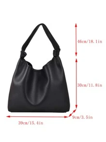 Bolso hobo con diseño de nudo con bolsa interior - Negro - Ver 6