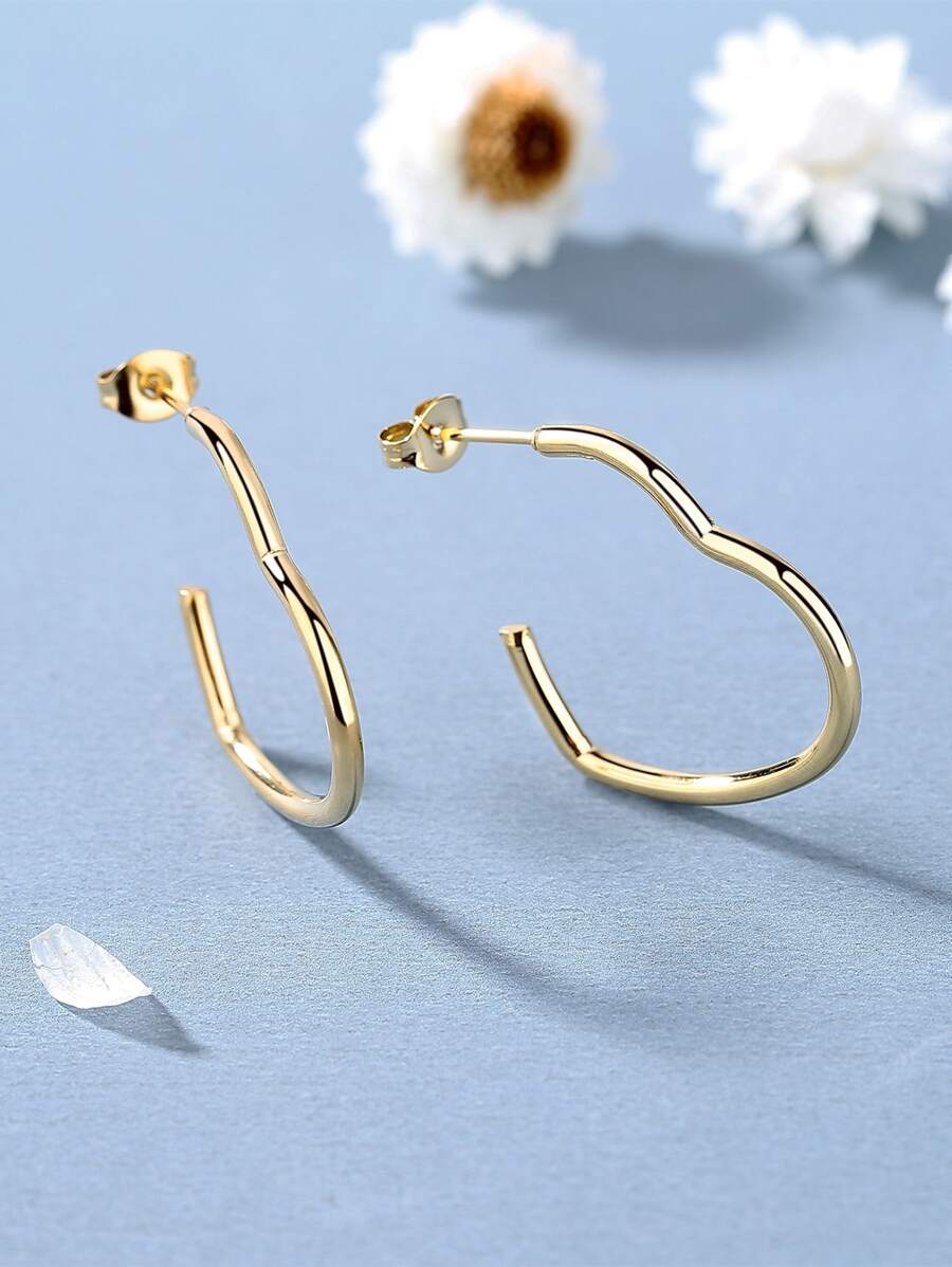 Bông tai vòng cổ thiết kế trái tim - Vàng - Xem 1