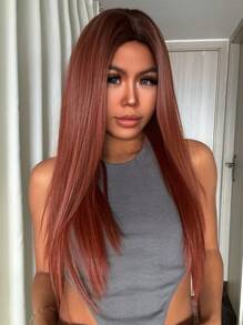 長款直筒角色扮演合成假髮 - 彩色 - 查看 3