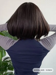 Pelucas Multicolores De 14 Pulgadas De Longitud Negra Media Con Parte Corta Recta Sintética Para Mujeres, Pelucas Para Uso Diario Y De Fiesta - Dos Tonos - Ver 5