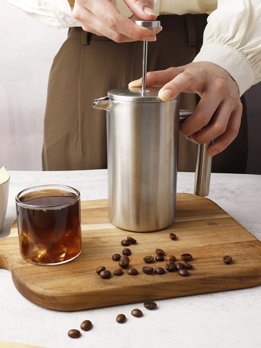 1pc Stainless Steel Coffee Maker - Silver - View 1