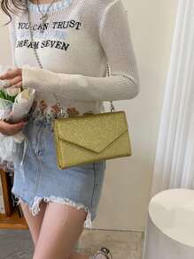 Glitter Flap Square Bag - Gold - View 2