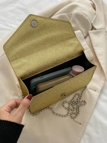 Glitter Flap Square Bag - Gold - View 5