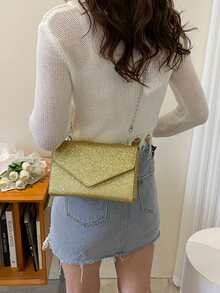 Glitter Flap Square Bag - Gold - View 6