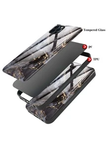 1 Stück iPhone 16 Handy Hülle mit Marmorstruktur-Muster in Schwarz, kompatibel mit iPhone 15, 14, 13 ProMax, 12, 11Pro, 15Plus, 14Plus, 13Mini, 12Mini, XR, XSMax, X, 6, 7, 8, Samsung Galaxy A12, A13-A52, A53, A81, A91, Galaxy S24, S23, S22, S21, S20, S10, S9, S8, Mi 11Lite, 12, Redmi 10, 10C, 12, 12C, Note9, Note10, Note11, Note12, Note13, P20, P30, P40, Y9(2019), Y7A, OPPO C53, Reno4, OnePlus Serie, Infinix Serie, stoßfeste Hülle