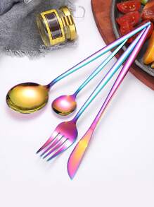 4pcs Stainless Steel Cutlery Set - Multicolor - View 1