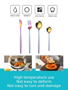 4pcs Stainless Steel Cutlery Set - Multicolor - View 3