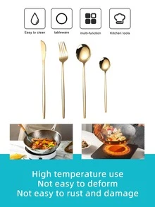 4pcs Stainless Steel Cutlery Set - Gold - View 3