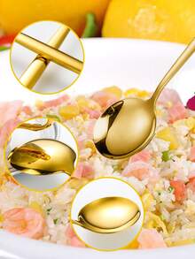 4pcs Stainless Steel Cutlery Set - Gold - View 5