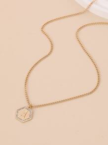 Rhinestone Decor Geometric Charm Necklace - Yellow Gold - View 2