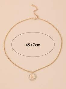 Rhinestone Decor Geometric Charm Necklace - Yellow Gold - View 4