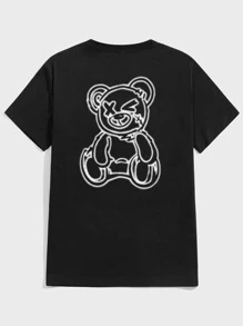 Manfinity Men Cartoon Bear Print Tee - Black - View 1