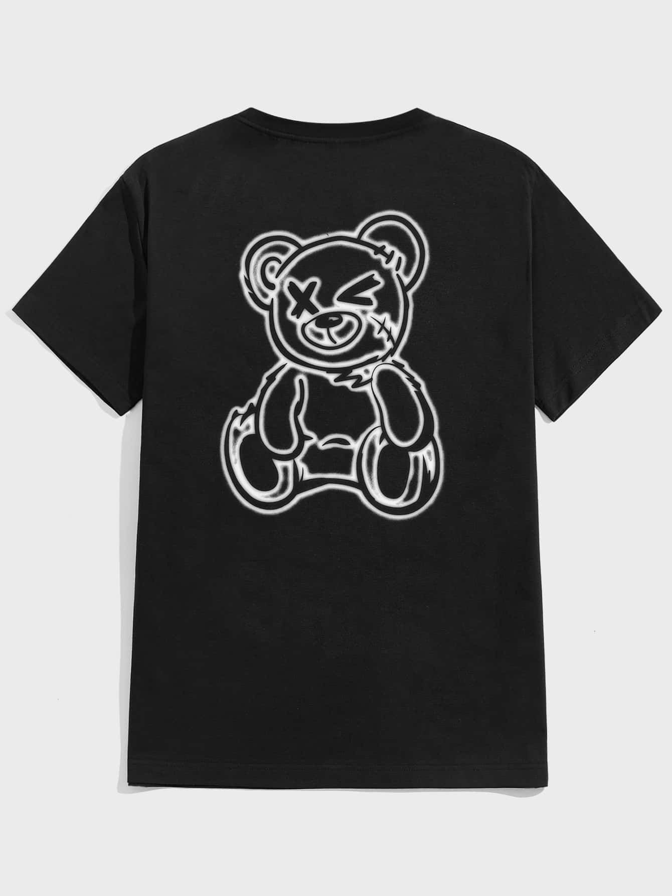 Manfinity Men Cartoon Bear Print Tee - Black - View 1