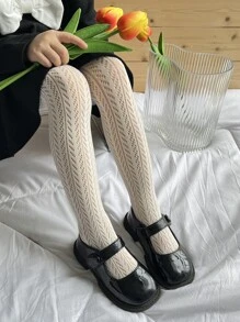 Toddler Girls Solid Tights - Beige - View 2