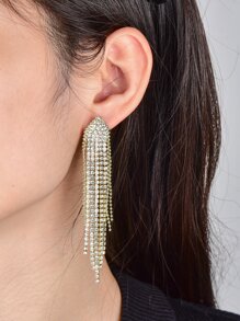 Rhinestone tua thả bông tai - Vàng - Xem 1