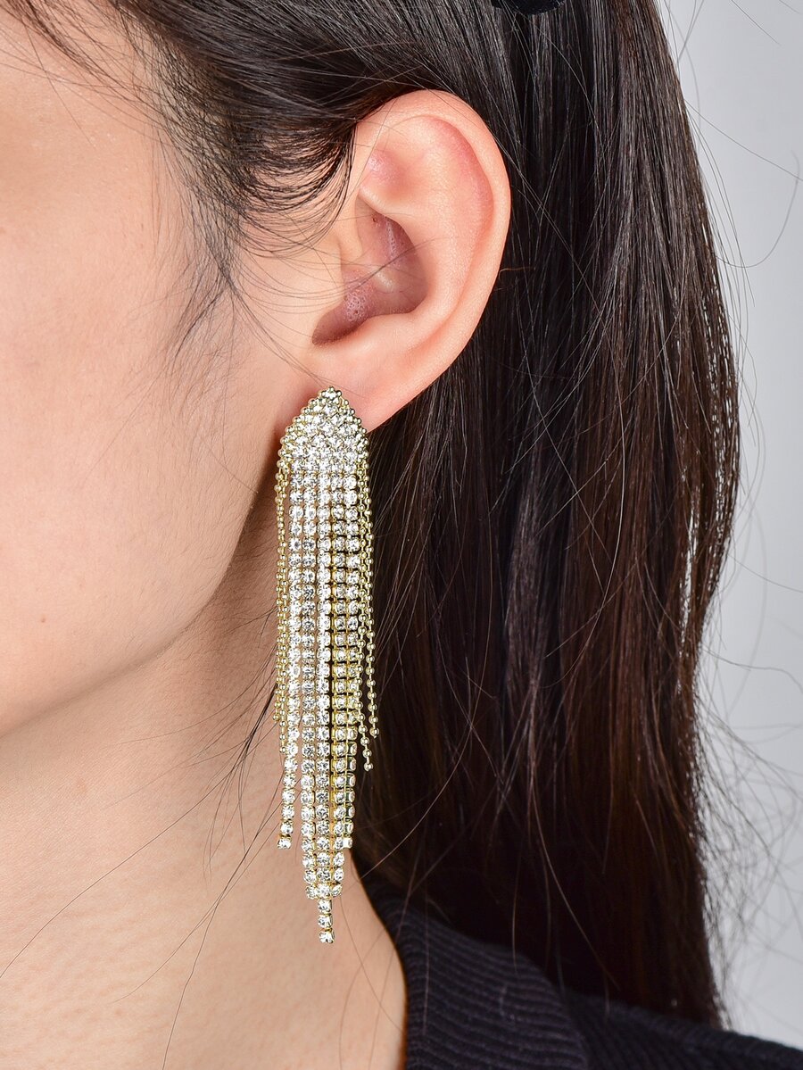 Rhinestone tua thả bông tai - Vàng - Xem 1