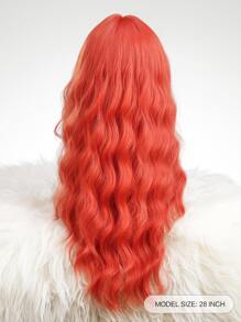 Tóc giả tổng hợp cosplay xoăn dài có tóc mái - Màu Cam cháy - Xem 2