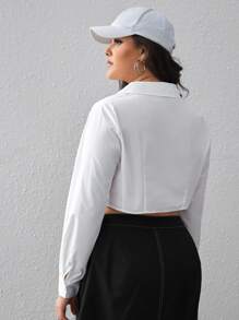 SHEIN Coolane 大碼字母圖案弧形下擺襯衫