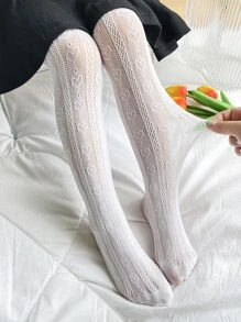 2pairs Toddler Girls Heart Pattern Tights - White - View 5